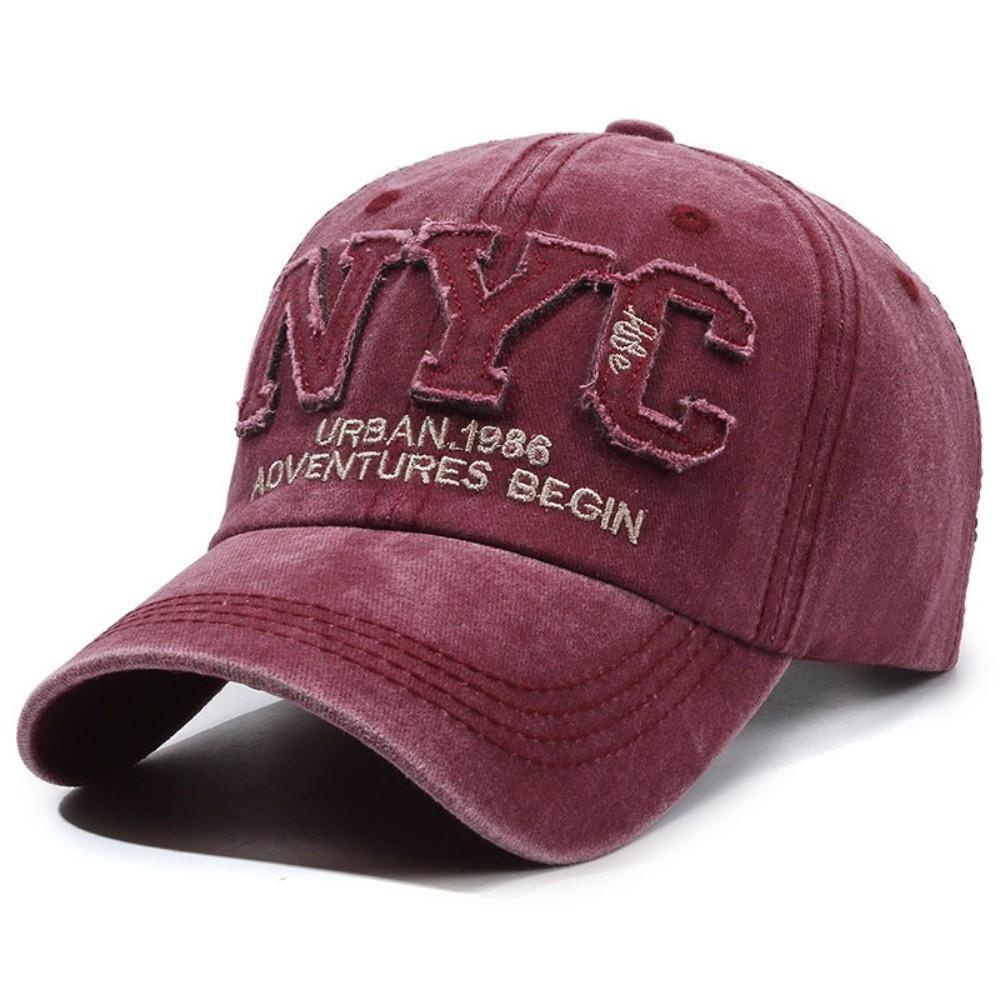 

Retro Big Letter NYC Embroidery Baseball Cap Visor Adjustable Baseball Hats Washed Cotton Sunscreen Hats For Man Women