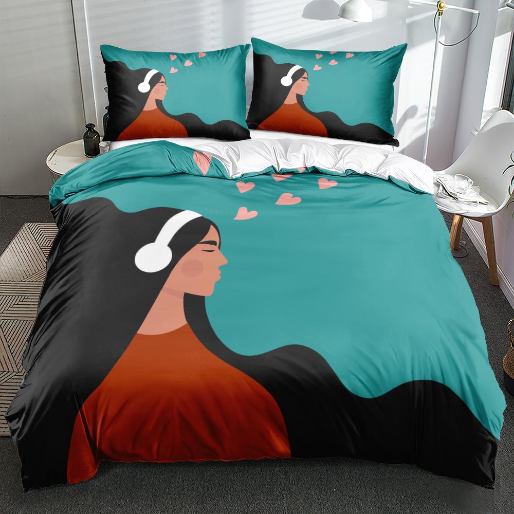 3D Valentine's Day Bedding Set, Couple Down Duvet and Pillowcase, Couple Room Full Size Creative Minimalist Home Textile Valentine's Day Gift
