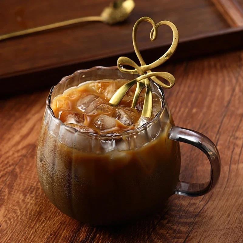 400ml Kaffekopper i høyt borosilikatglass Kreativ stripet krus Frokost Melkeglass Vannkopp Gresskarkopper Hjemmekontor Drikkeglass