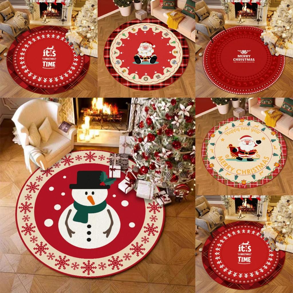 Christmas Large Round Rug Living Room Home Decor Sofa Rug Christmas Event Carpet Bedroom Bedside Soft Rug Kid's Play Mat Gifts