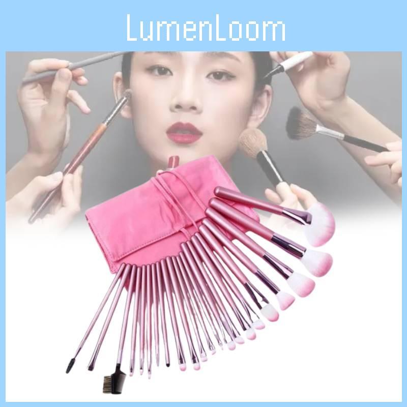 Cosmetic Brush Collection 22 Pack With Pink Makeup Bag For Contouring And Eyebrow Grooming