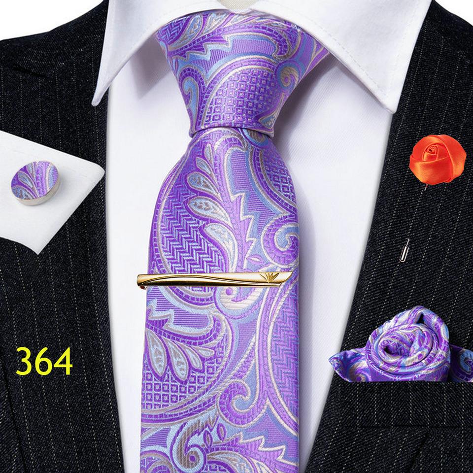 Barry.Wang Gravata masculina prendedor de gravata boutonniere lenço abotoaduras paisley conjunto de gravata de seda sólida para festa de casamento namoro