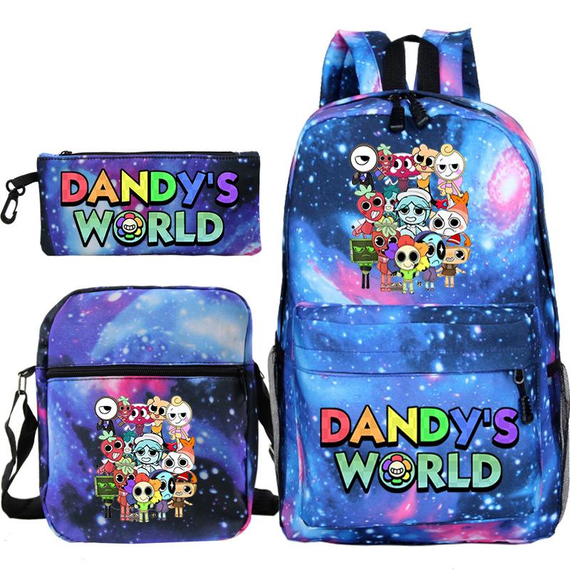 Neue Dandy-Welt Peripherie Druck Schultasche Student Lässige Federtasche Umhängetasche Dreiteiliges Set