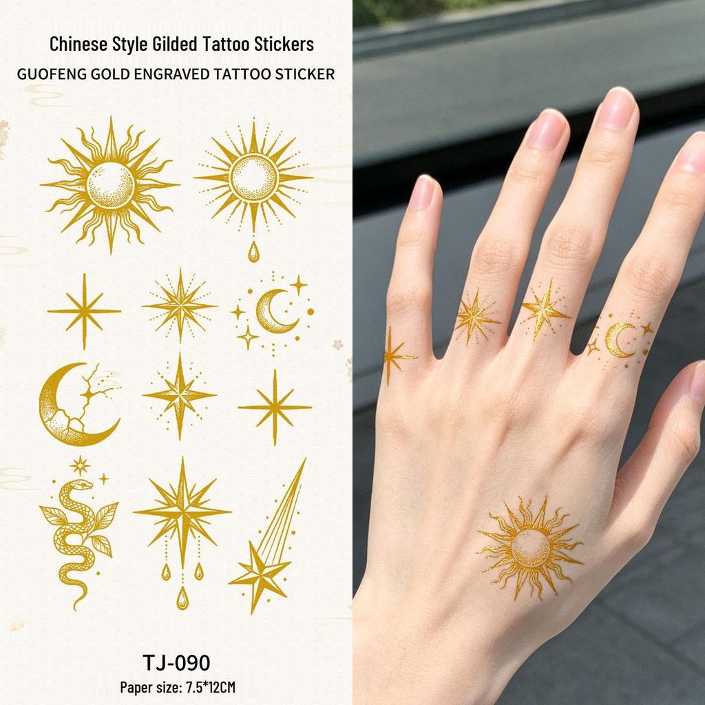 Chinese Style Waterproof Phoenix & Koi Tattoo Sticker - Long-lasting, Aesthetic Dunhuang Design for Arm & Collarbone