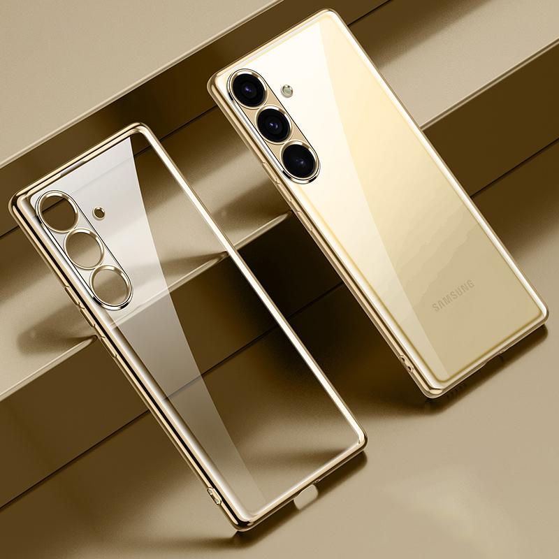 

SULADA For Samsung Galaxy S24+ Clear Case Ultra-Thin Electroplated Edge TPU Cover Gold