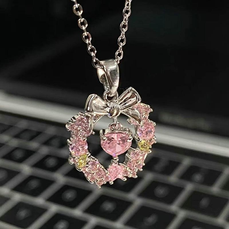 2026 Korean Fashion Fairy Feather Zircon Pendant Necklace Girls Elegant Necklace Women Clavicle Chain Jewelry Gift