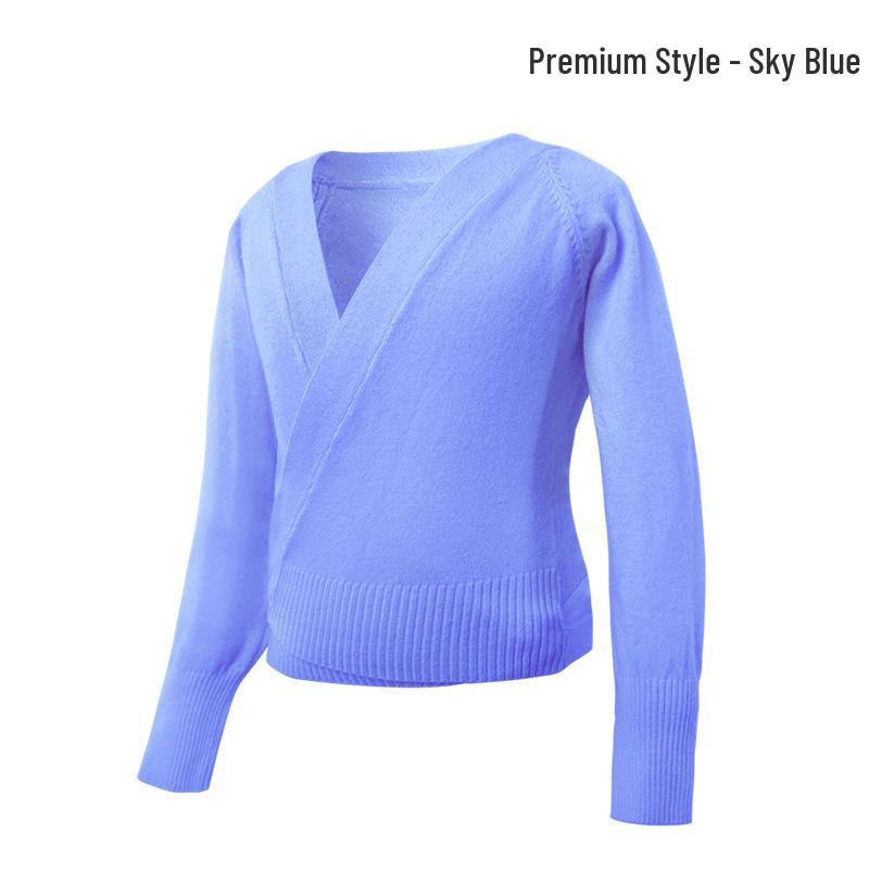 Women's Long-Sleeve Knit Dance Sweater - Black Lace-Up Shawl for Ballet Practice