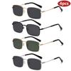 4pcs Fashion Square Metal Sunglasses Personalized Men Sunglasses Women Outdoor Sports UV Resistant Eyeglass Luxury Design UV400
