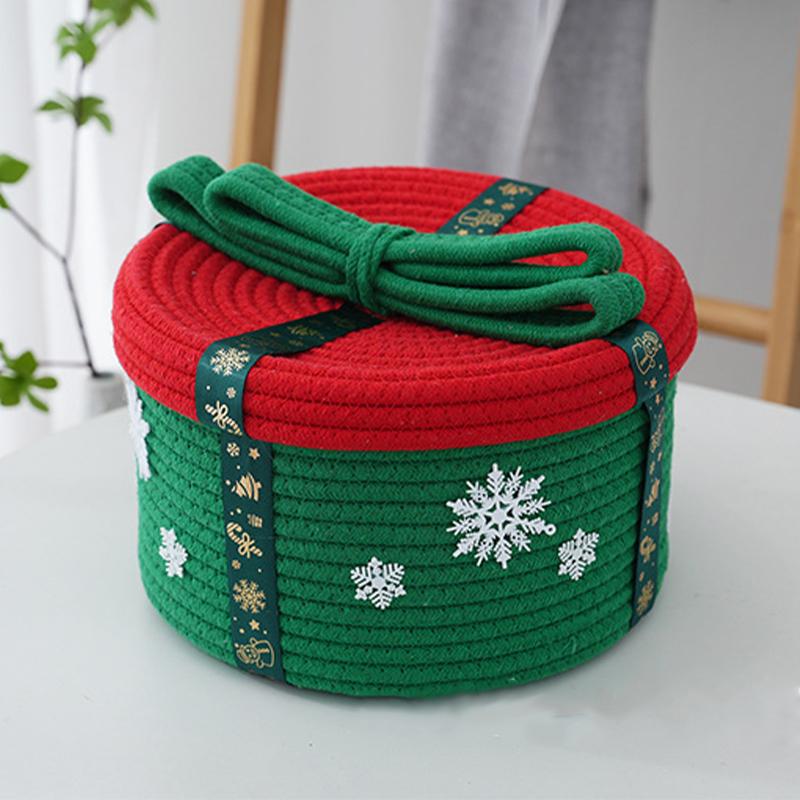 Handmade Woven Cotton Rope Storage Basket Trick Or Treat Christmas Storage Box Cosmetic Sundries Desktop Organizer