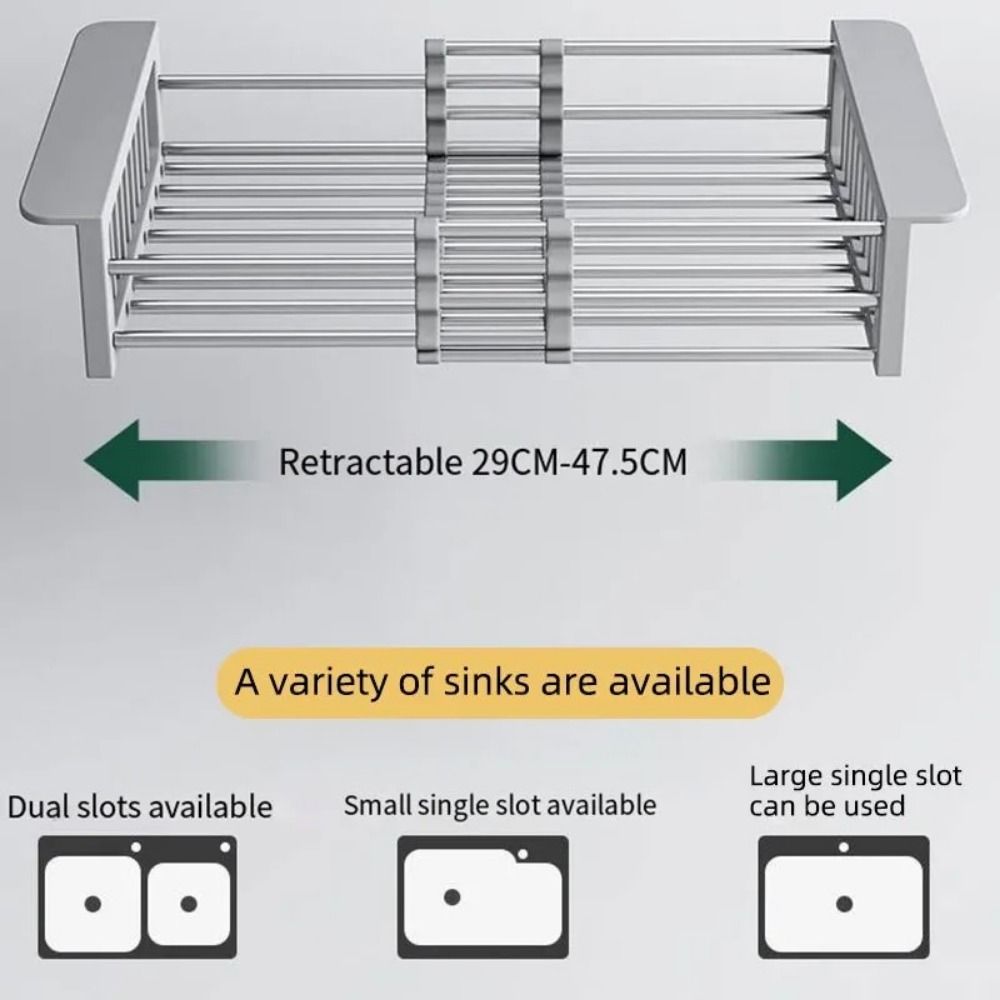 Multipurpose Dish Drying Rack Adjustable Sink Cleaning Basket Rectangular Dish Organizer  Fruits