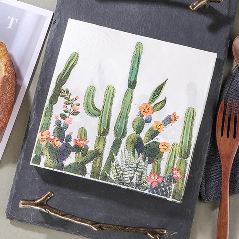 20 Stück Einwegservietten Tropischer Kaktus bedruckt Dekorative Abendessen Jubiläum Hochzeitsfeier Heim Tischdeko