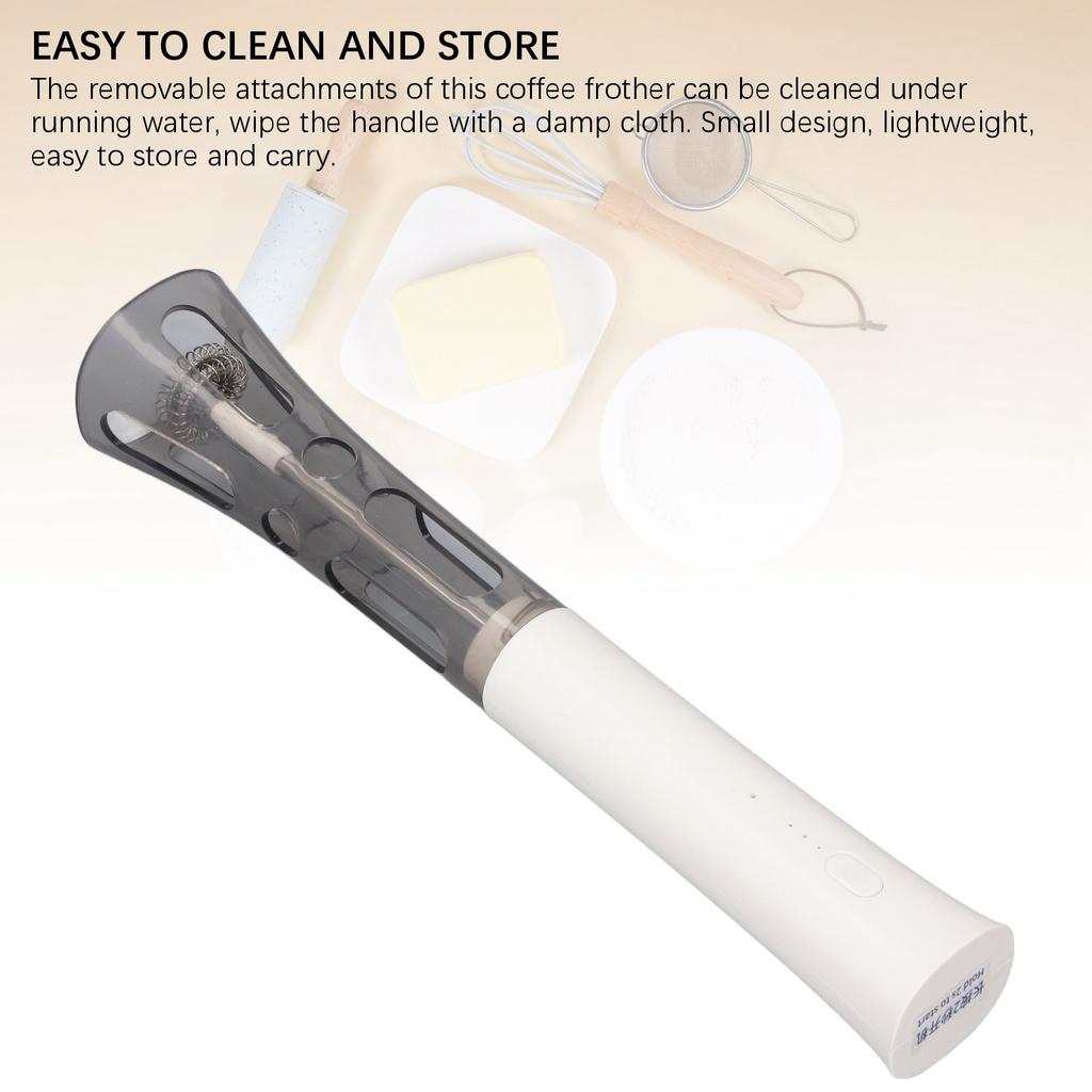 Kitchen Milk Frother Wand Handheld Drink Mixer With 2 Whisk Attachments Electric Whisk Foam Maker for Coffee Lattes Hot