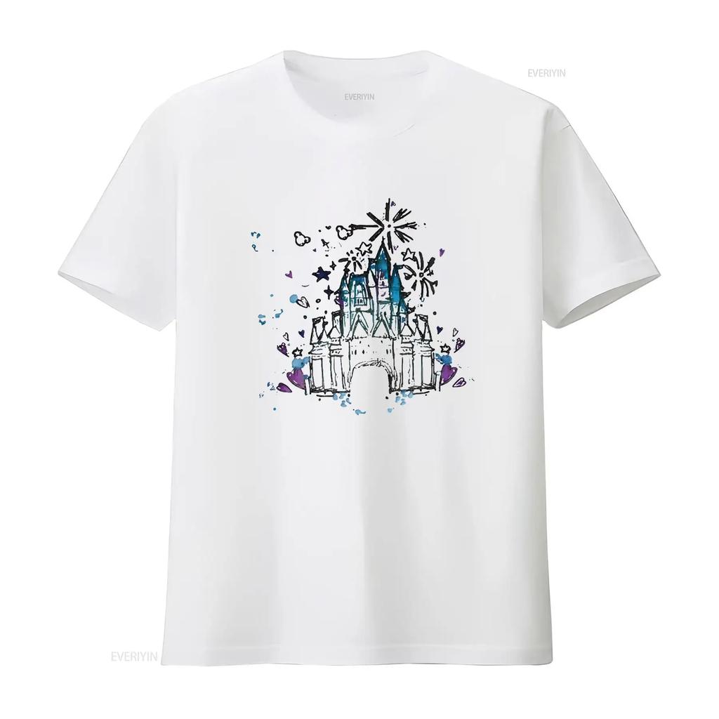 Magic Castle Women Cute Kingdom Shor Trendy Summer Tops for T Shirt with s vintage Washed Stylish homme fashion Slightly