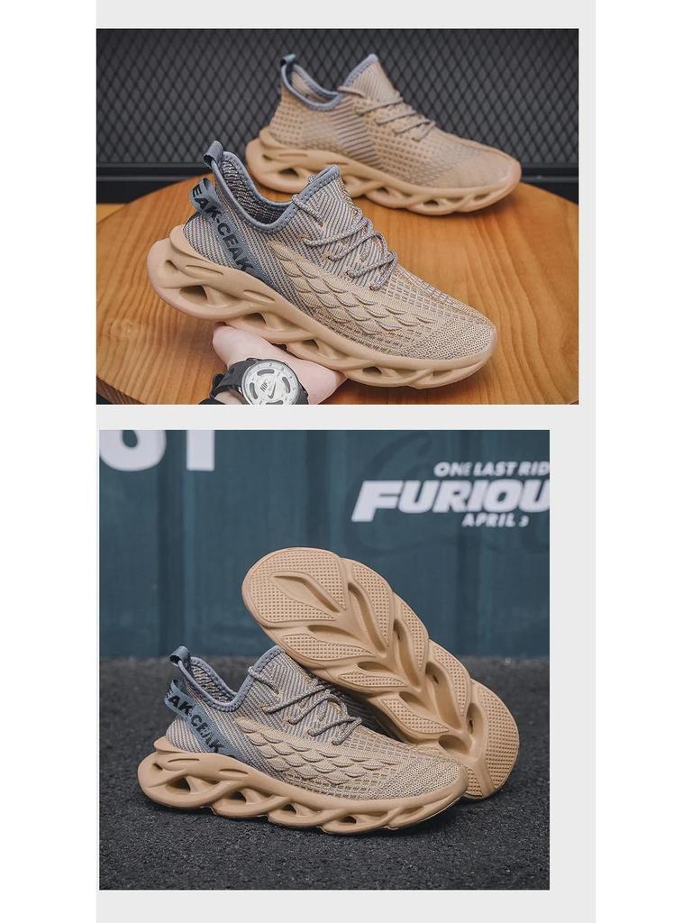 Men's Large Cross-Border Sports Shoes with Fish Scale Blade Design - Youthful, Lightweight, and Fashionable for Running
