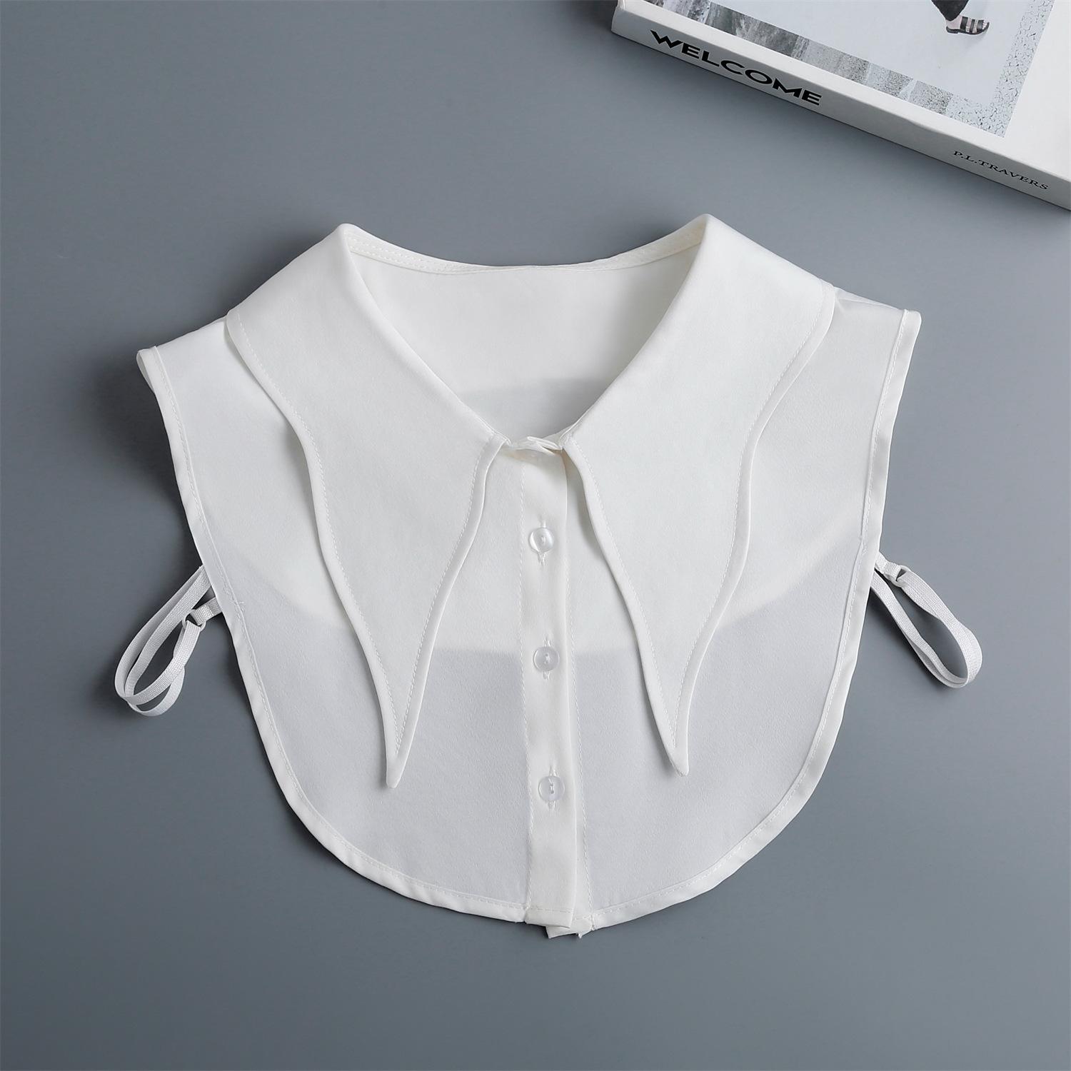 

Секунды, чтобы стать красивой девушкой с большим острым воротником, игривая и милая белая хлопковая рубашка с поддельным воротником белый