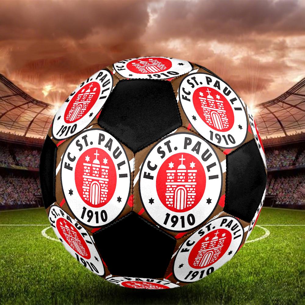 St. Pallone da Calcio a 5 Pauli FC Colorato Cucito a Macchina PVC Misura 5 Pronto per Allenamento di Squadra e Competizione Durevole Rimbalzo Elevato Fantastico Regalo Sportivo