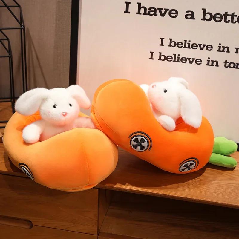 Kawaii Królik I Rzodkiewka Samochód Kubuś Puchatek Wypchana Pluszowa Zabawka Poduszka Kreskówka Anime Dzieci Prezenty Świąteczne