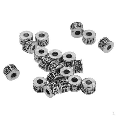 20 Stück Tibetischer Stil Metall-Abstandshalterperlen für Schmuckherstellung 6mm Silber