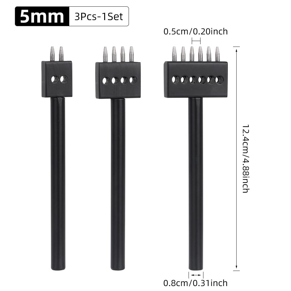 2/4/6 Prongs Leather Hole Punching Tool, DIY Round Stitching Punch for Sewing, Carving and Saddle, Leather Row Hole Punch Tool