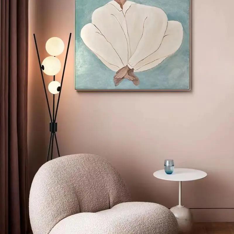 Nordic Black Floor Lamp Sofa Living Room Decoration Floor Light Tripod 3D Moon Lamp Shade Standing Lamp Room Decor