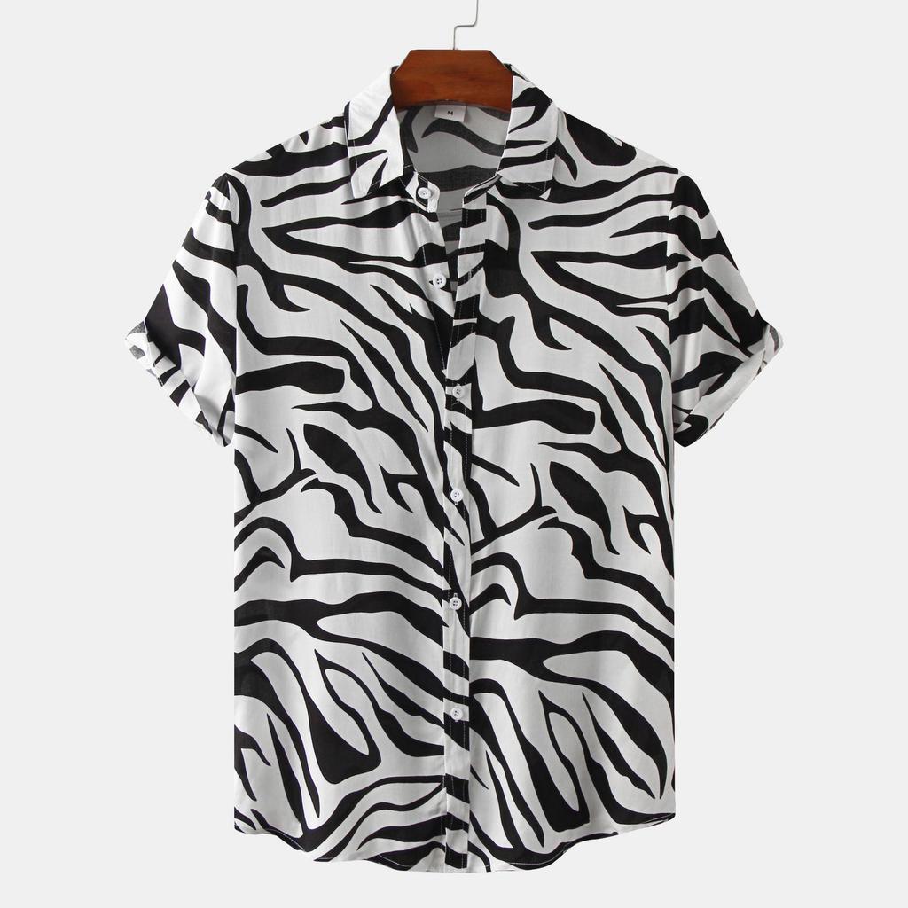 2022 Summer Men's Short Sleeve Floral Shirt - European and American Style