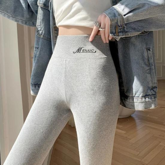 Autumn Winter Women Solid Color Leggings Elastic High Waist Skinny Long Pants Thickened Fleece Lining Leggings
