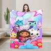 Cartoon Cute Gabby Dollhous Flannel Blanket  Soft Durable Bedding Throws for Bedroom Picnic Fluffy Bedspread Sofa Bed Cover
