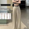 Petite Yamamoto Wide-Leg Pants for Women, High-Waisted Cotton Linen, Drapey Slimming Style, Perfect for Spring/Autumn, Suited for 145cm Height.