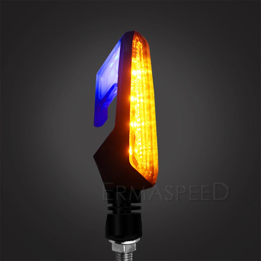 Pair Motorcycle LED Turn Signals ABS Plastic Amber Flashing Off Road Warning Lamp DRL Indicator Blinker for Motorbike