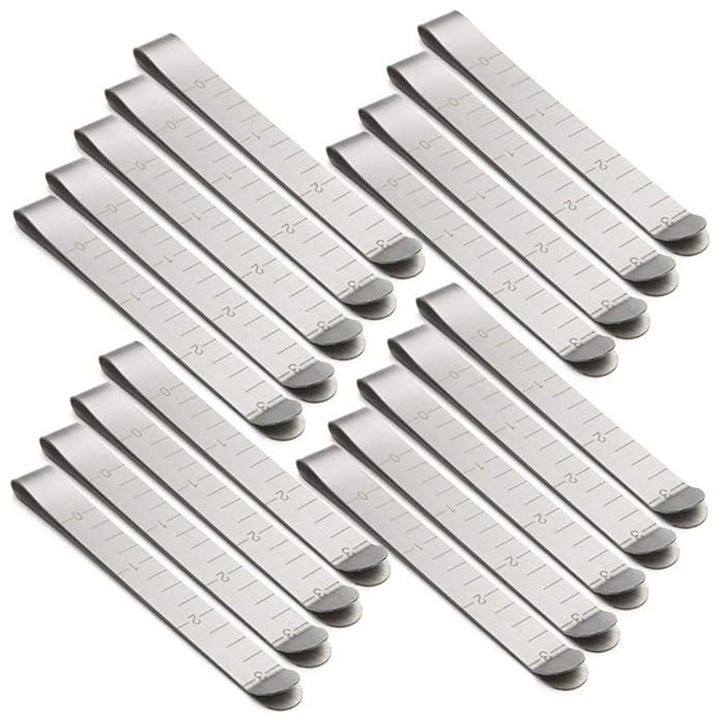 20Pcs Metal Fabric Sewing Clamp Stainless Steel Hemming Clips with 3Inch Measuring Ruler for Quilting Fabric Marking