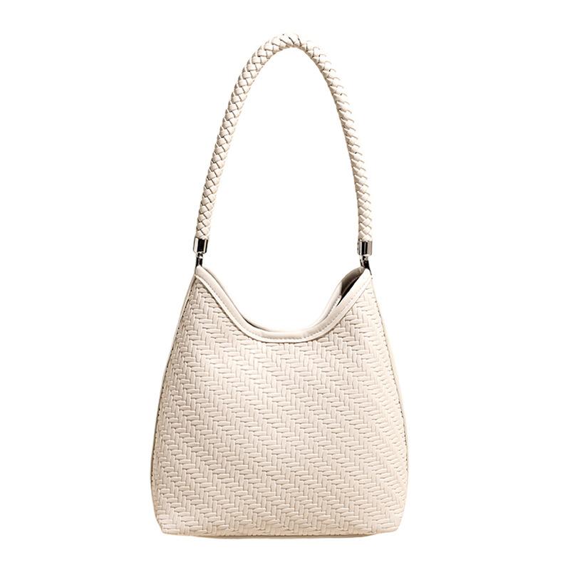 Retro Large-capacity Hand-carried Bucket Bag 2025 Autumn and Winter New Sense Woven Underarm Bag Women's Commuter Shoulder Bag