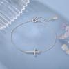 Buyee 925 Sterling Silver Female Bracelet White Zircon Simple Bracelets for Women Fashion Cross Fine Jewelry Chain Gift