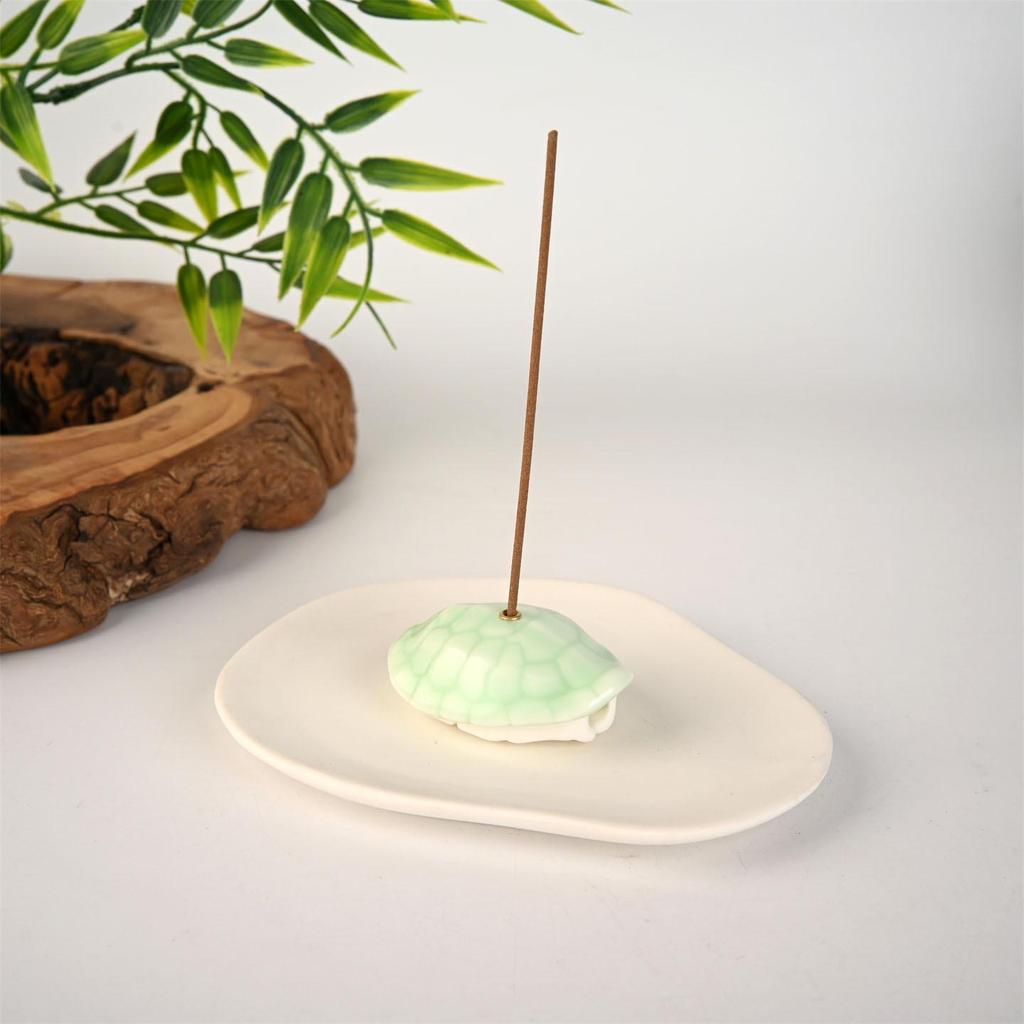 Compact Ceramic Tortoise Shell Incense Holder for Sandalwood & Agarwood Sticks