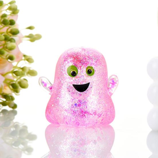 Stress Relief Gadget 1/5Pcs Mini Halloween Ghost Squeeze Toy Glitter Fidget Kneading Toys Ball Sensory Party Favors for Kids Adults Portable Anxiety