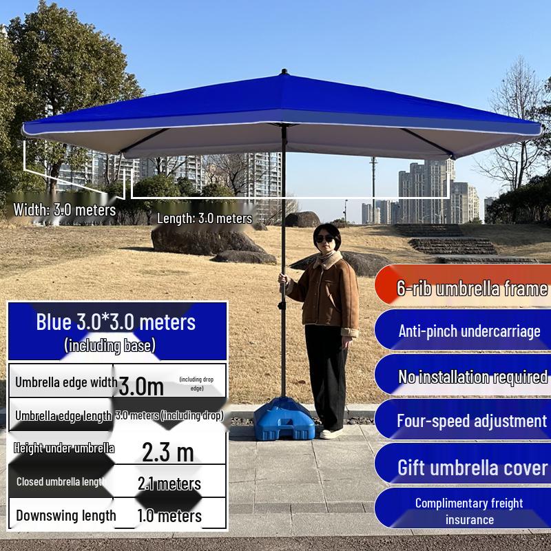 Large Outdoor Commercial Parasol - Thickened Square Patio Umbrella Tent