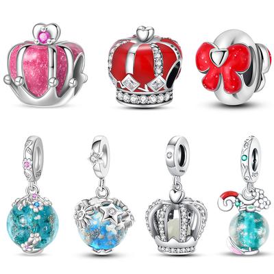 100% Copper Glowing Princess Crown Luminous Charms Beads Fit Pandachoriginal Bracelets Fine Diy Jewelry Gift