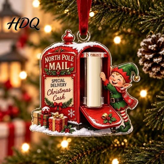 DIY Holiday Cash Gift Money Present Christmas Acrylic Holder Ornament Clear for Cash Funny Back