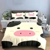 3Pc Minimal Cow Face Blush Bedding SetCute Farm Animal Close-up Print Duvet Cover 2 Pillowcases Single Double King QueenGift
