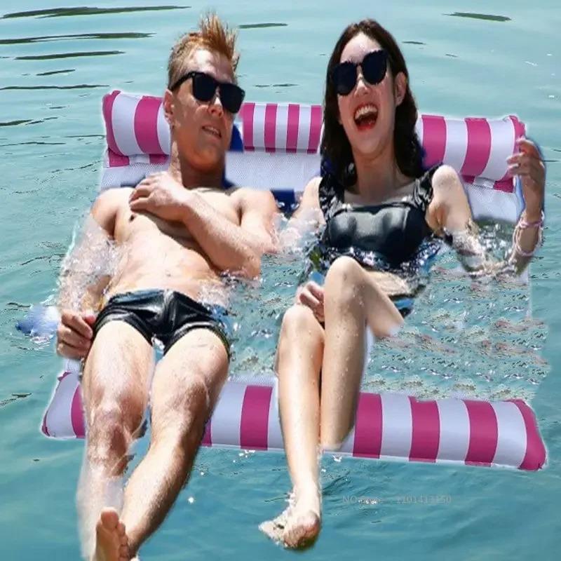 Double Person Swimming Float Water Hammock Foldable Comfortable Inflatable Water Toy Lovers Pool Beach Summer Swimming Water Toy