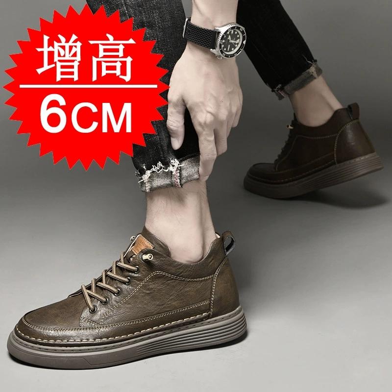 Scarpe con Rialzo per Uomo Sneakers che Aumentano l'Altezza Più Alti di Pollici Scarpe Casual in Pelle con Rialzo 6cm 8cm
