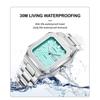 Luxury Men's Quartz Watch Square Case Day Date Display Stainless Steel Wristwatch