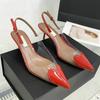 Sapatos de Salto Alto Pontiagudos com Plataforma Transparente e Aplicações em Forma de Coração para Noite