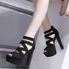 14CM High Heel Women's Shoes Fashion Hollow-out Platform Chunky Heeled Sandals Ladies Sexy Summer Footwear Sandalias De Mujer