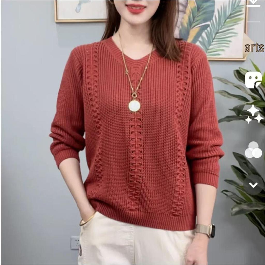 Elegant V-neck Knit Sweater for Women - Chic & Versatile Slimming Base Layer, 2025 Spring/Autumn Collection