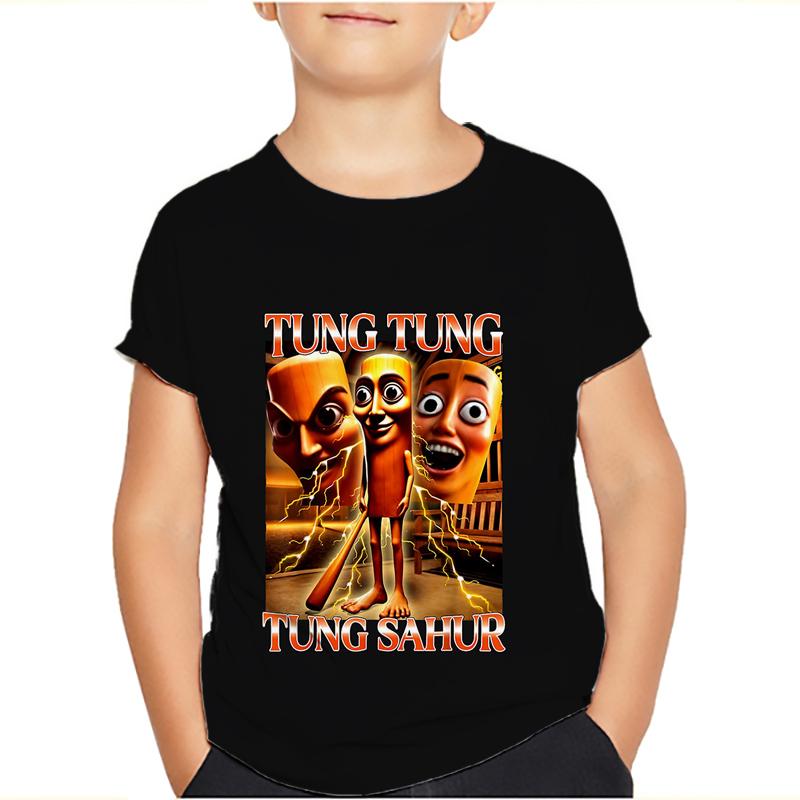 Tung Tung Tung Sahur Meme T-Shirts Bombardiro Crocodilo Kids Boys Girls Tee Tralalero Tralala Short Sleeve T Shirts Tops