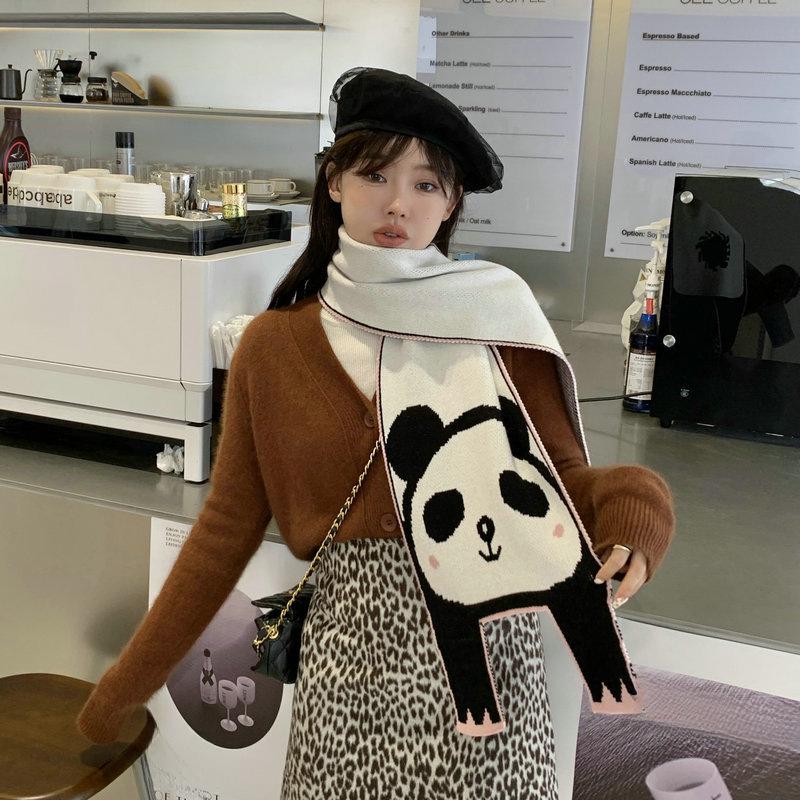 Korean Soft Girl Chic Scarf: Cute Knitted Tiger Wool Shawl for Students