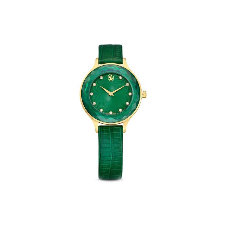 

Swarovski 50M Waterproof Quartz Movement Leather Strap Watch 33Mm Women watches Green 5650005 Green Dial