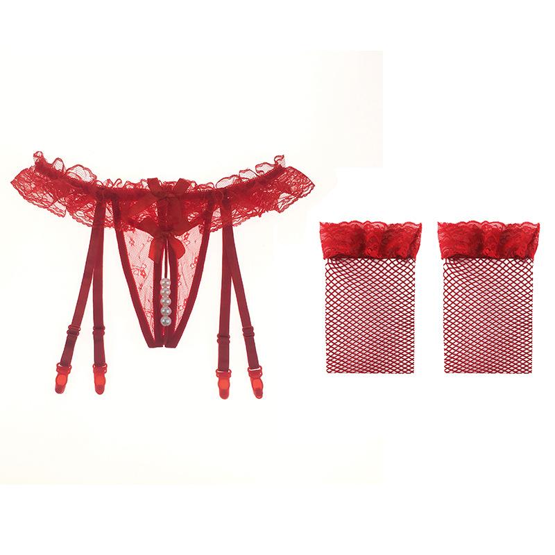 Sex Socks Clip Lace Garter Belt Sexy Transparent Garter Net Stockings Set Stockings Ultra-thin Temptation T-pants