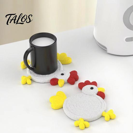Easy Clean Coaster Cute Chicken Coaster, 3D Printed Reusable Drink Heat Soft Silicone Insulation Table Protection Mat for Home Office Use Decorative