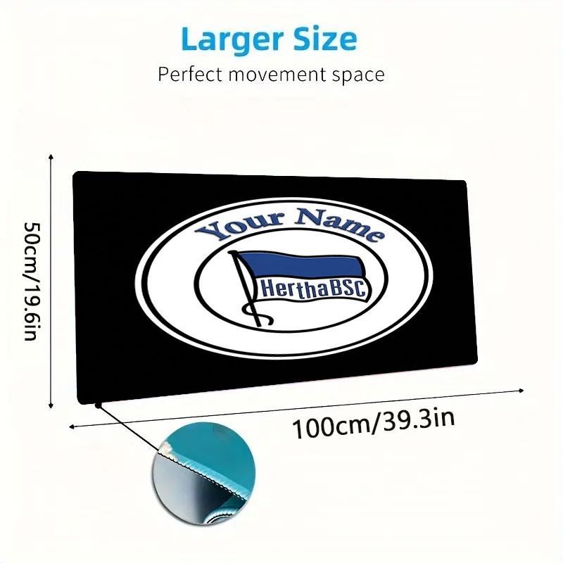 Hertha BSC Benutzerdefinierter Name Große Größe Mauspads Große Gaming Tischunterlage Rutschfest Laptop Tablet Großes Mauspads XXL Matte Mini-PC Spielmatte Mit Verriegeltem Rand